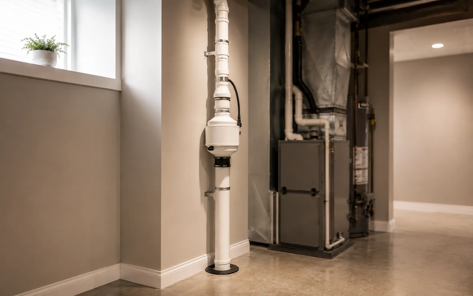Basement Radon Mitigation in Ottawa, photo of a finished project